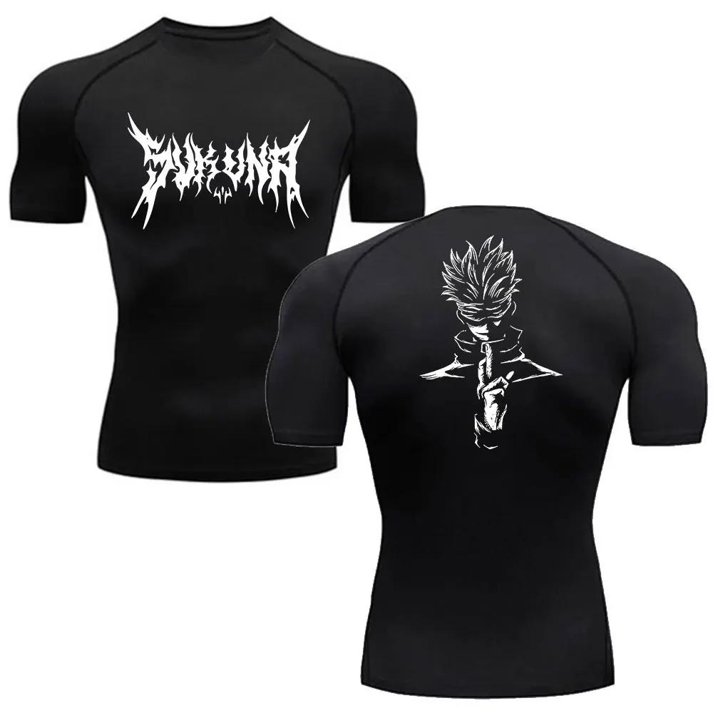 Anime Jujutsu Kaisen chemise de Compression hommes Fitness Gym Sport course T-Shirt Rashgard hauts T