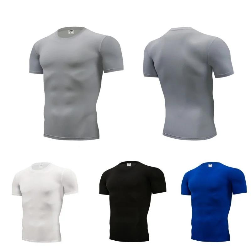 T-shirts compression hommes football - Maillot séchage rapide vêtements serrés respirants manches courtes