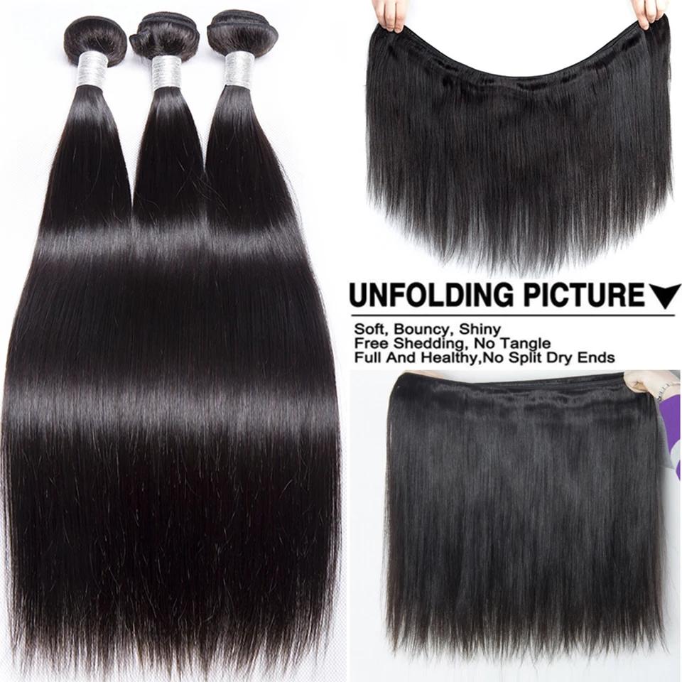 Beautorch-Tissage en lot indien naturel Remy lisse 32 pouces, extensions de cheveux humains, noir de
