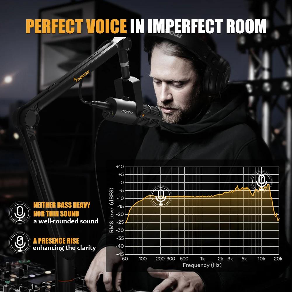 Maono – Microphone dynamique USB/XLR, tout en métal, avec prise casque à Gain muet à une touche et c