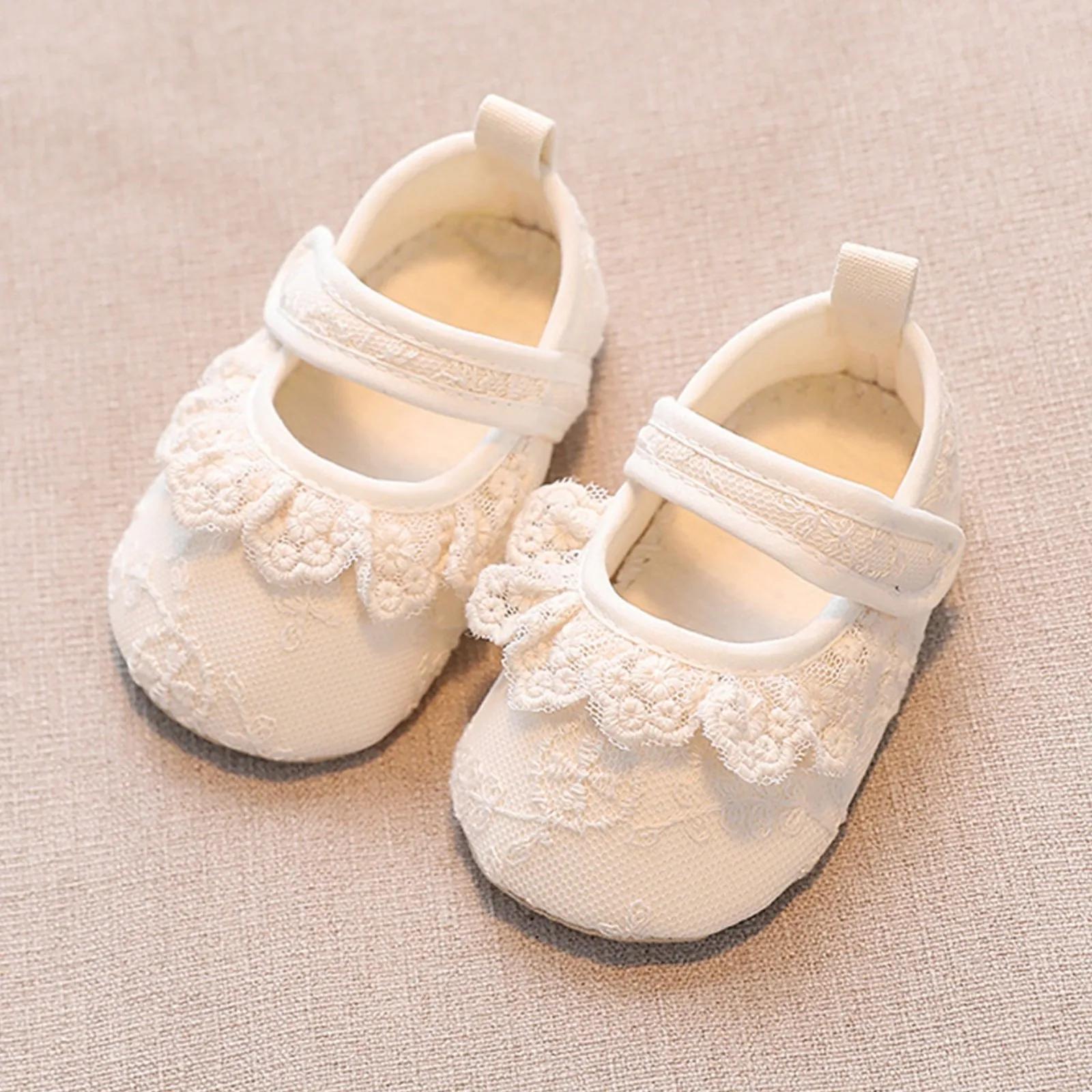 BeQeuewll infantile bébé filles chaussures antidérapantes à semelles souples dentelle nœud papillon