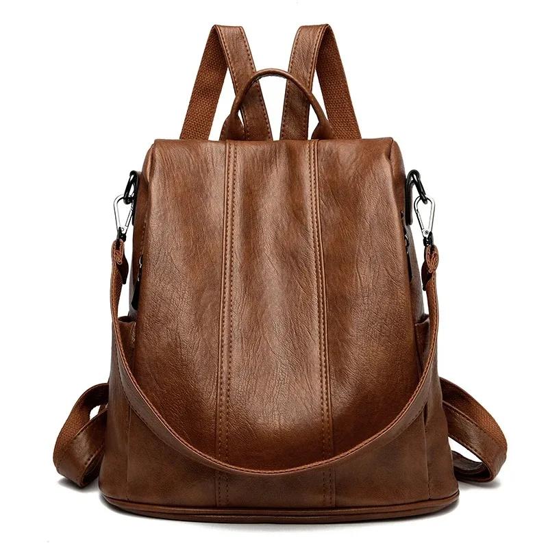 Nouveau sac à dos antivol, sacs à main de haute qualité en cuir souple, sac vintage pour femme, sacs