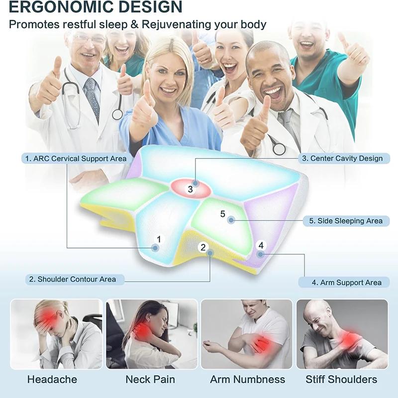Oreiller cervical en mousse à mémoire de forme, oreiller orthopédique de Contour ergonomique 2 en 1