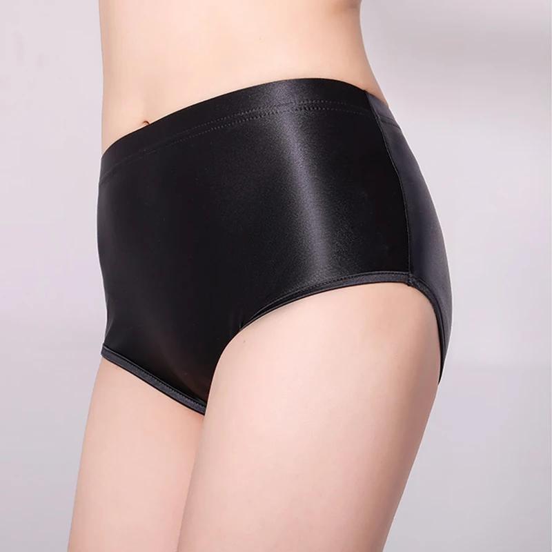 Short en satin soyeux brillant pour femme, pantalon sexy, bas de bikini, taille haute, collants sexy