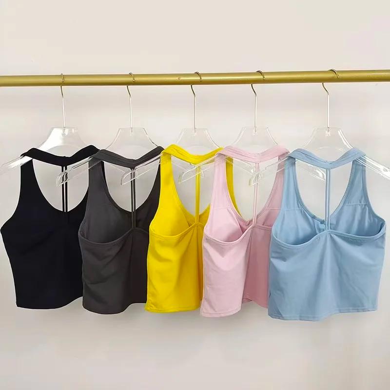 Gilet de sport de Yoga pour femmes, col en v, Design suspendu au dos, course en plein air, entraînem