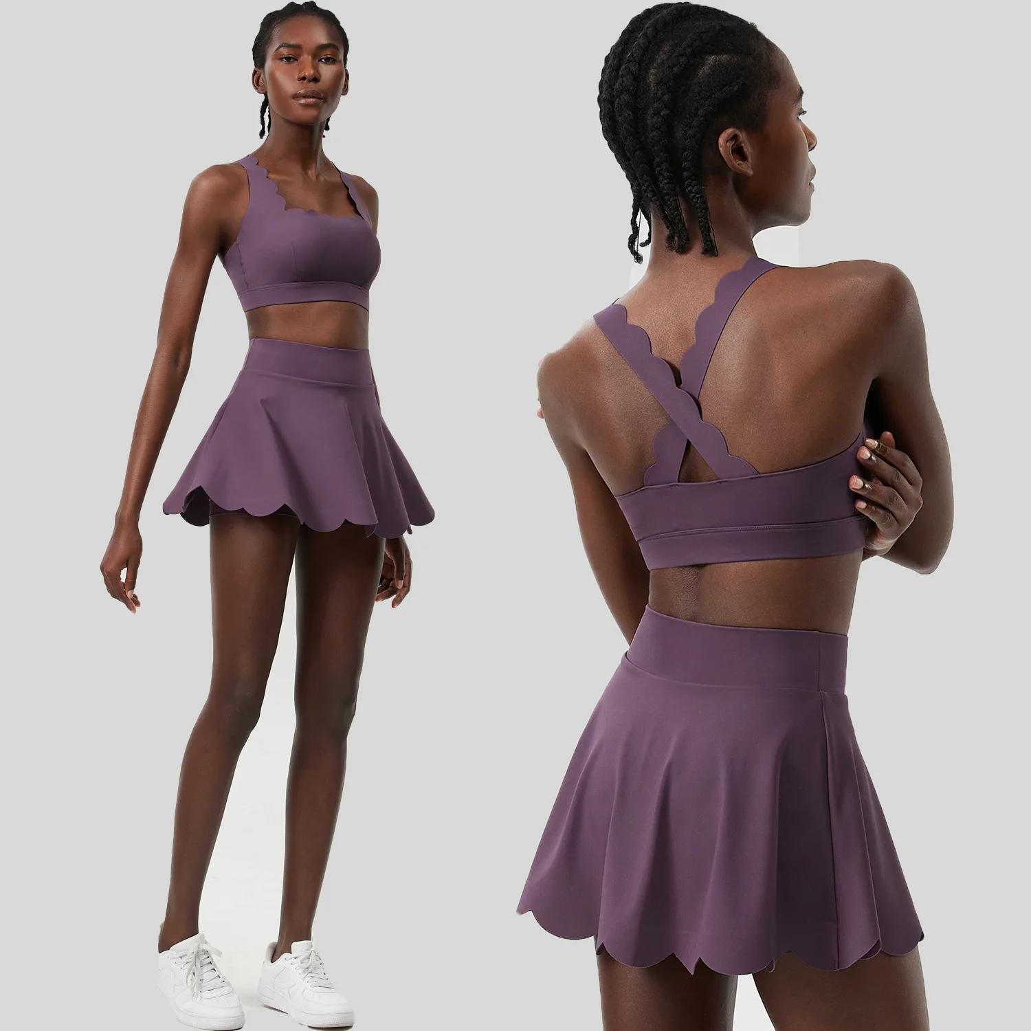 Tenue de Tennis d'Été Femmes - Ensemble Sportif Respirant à Séchage Rapide pour Yoga Course et Gym Extérieur