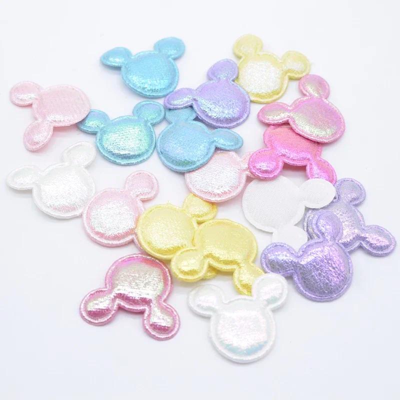Tête de souris brillante, 50 pièces, 35x30mm, pour vêtements, chapeau, fournitures de couture, patch