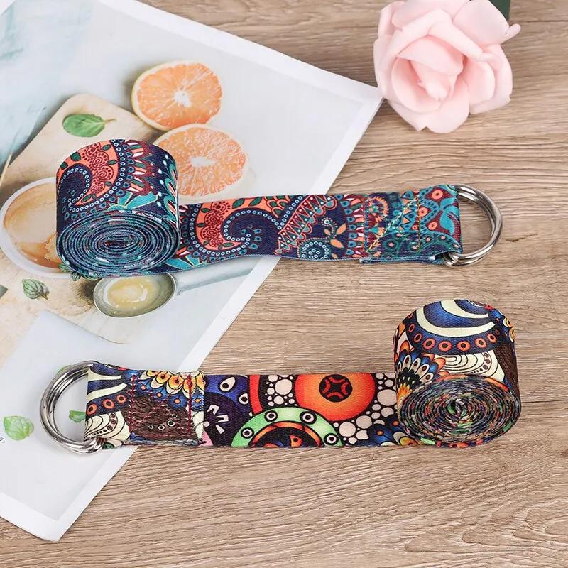 Sangle de Yoga, corde de Fitness, ceinture réglable imprimée colorée, lavable