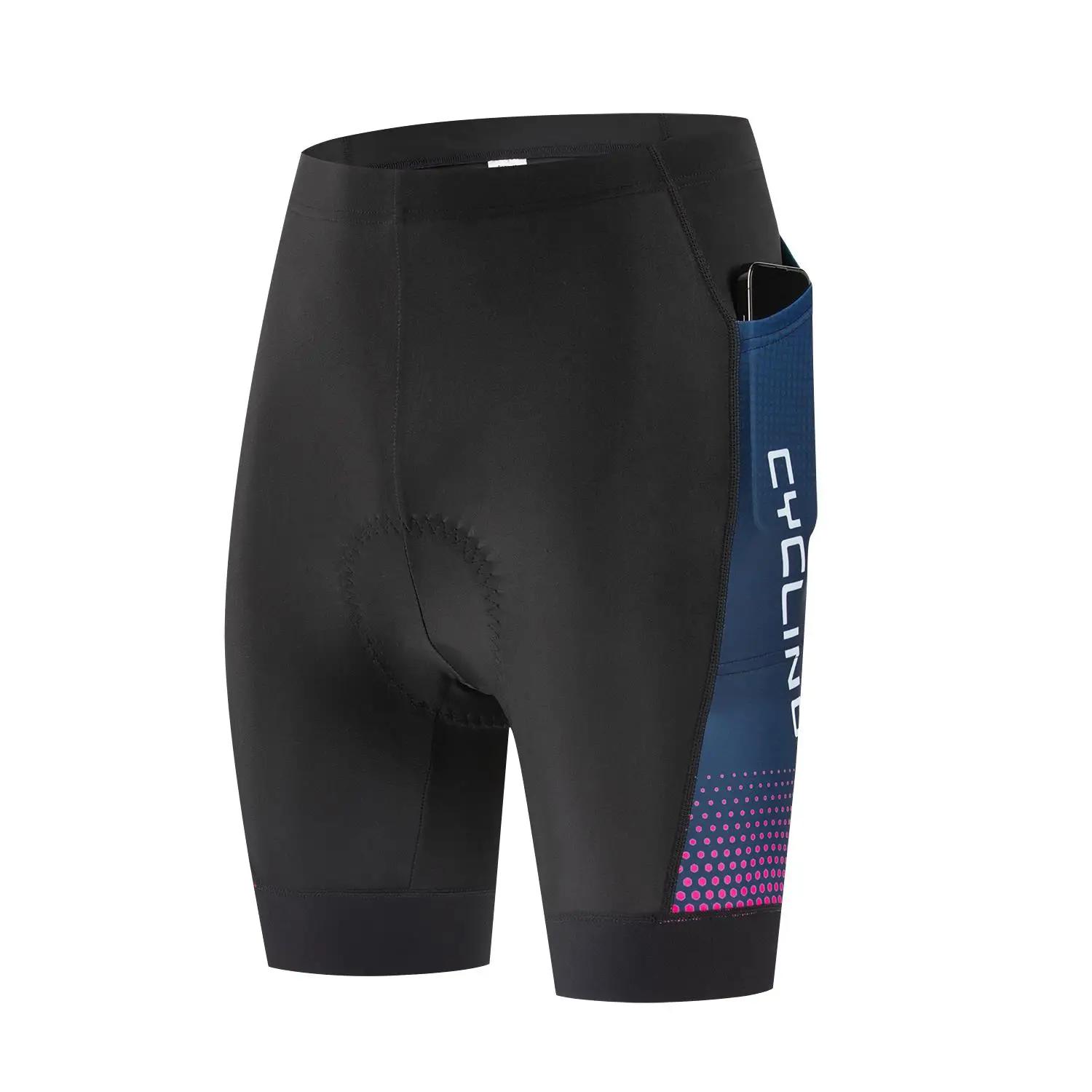 Shorts de cyclisme pour femmes avec coussin 3D, poche latérale, taille haute, pour l'entraînement et