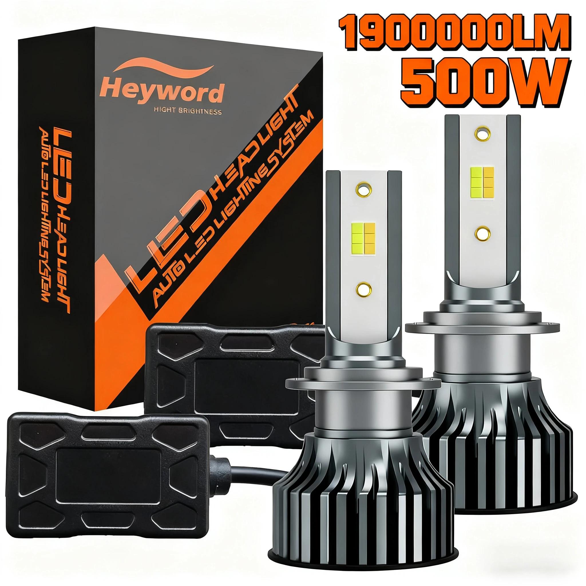 Phares de voiture LED Heyword H4 H7 à changement de couleur 3000K 4500K 6500K, feux de brouillard cl
