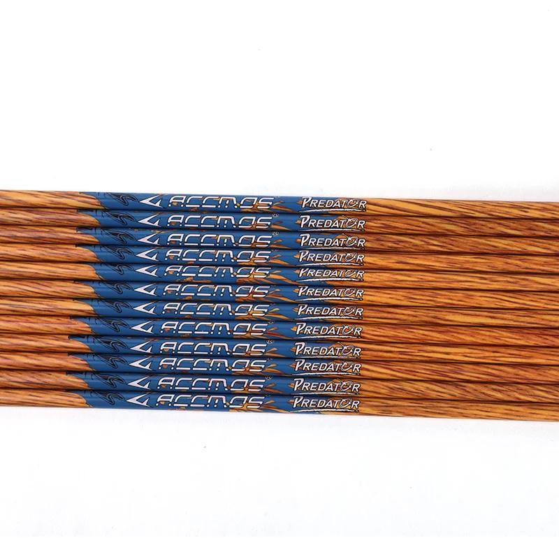 Tige de flèche en carbone avec patient en bois, ID 6,2mm, 350mm, 400mm, 450mm, 500mm, 550mm, 600mm,