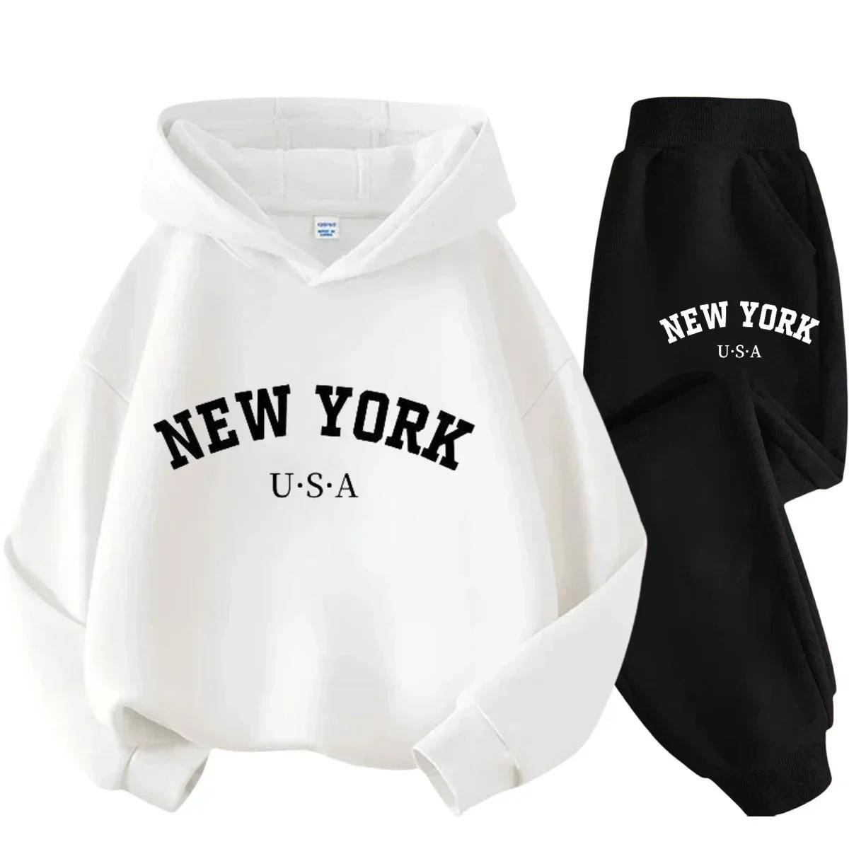 Ensemble décontracté pour enfants, imprimé alphabet USA New York, pour garçons et filles, idéal pour