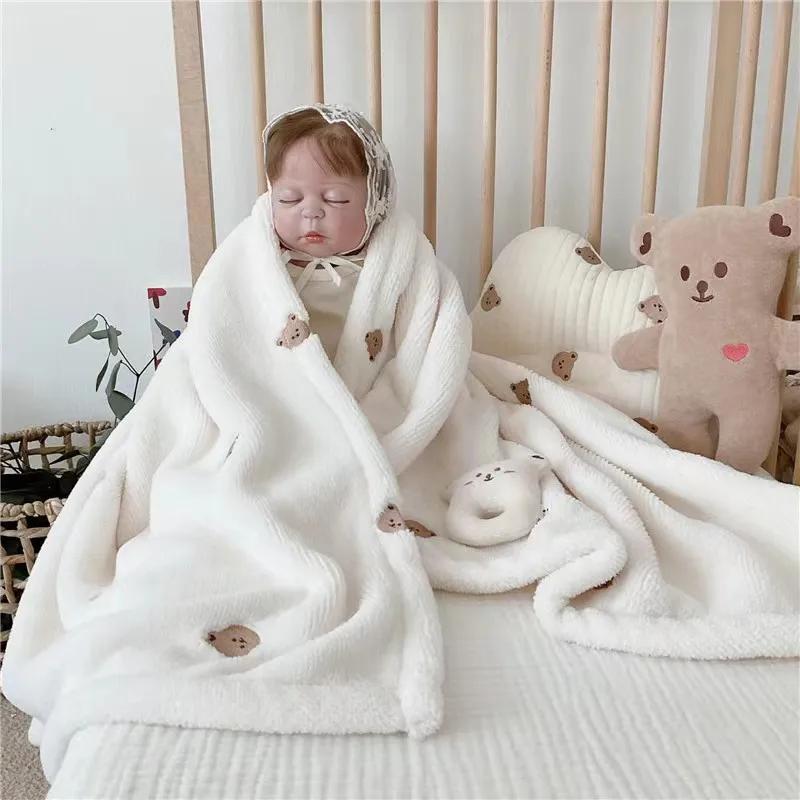 Couverture polaire pour bébé, couverture d'emmaillotage pour nouveau-né, automne et hiver, douce et