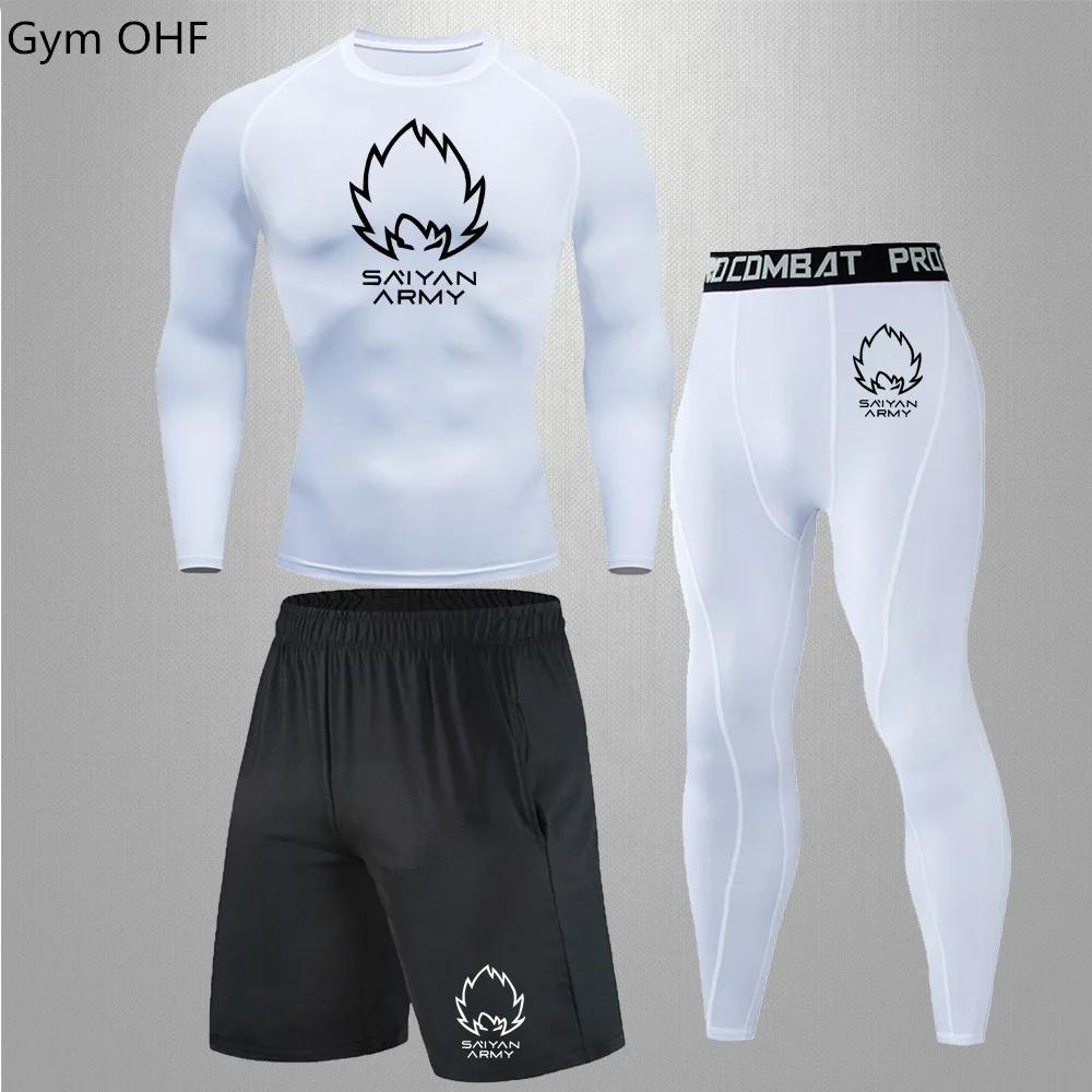 Goku Rashguard survêtement hommes survêtement ensembles pour hommes salle de sport Fitness course sé
