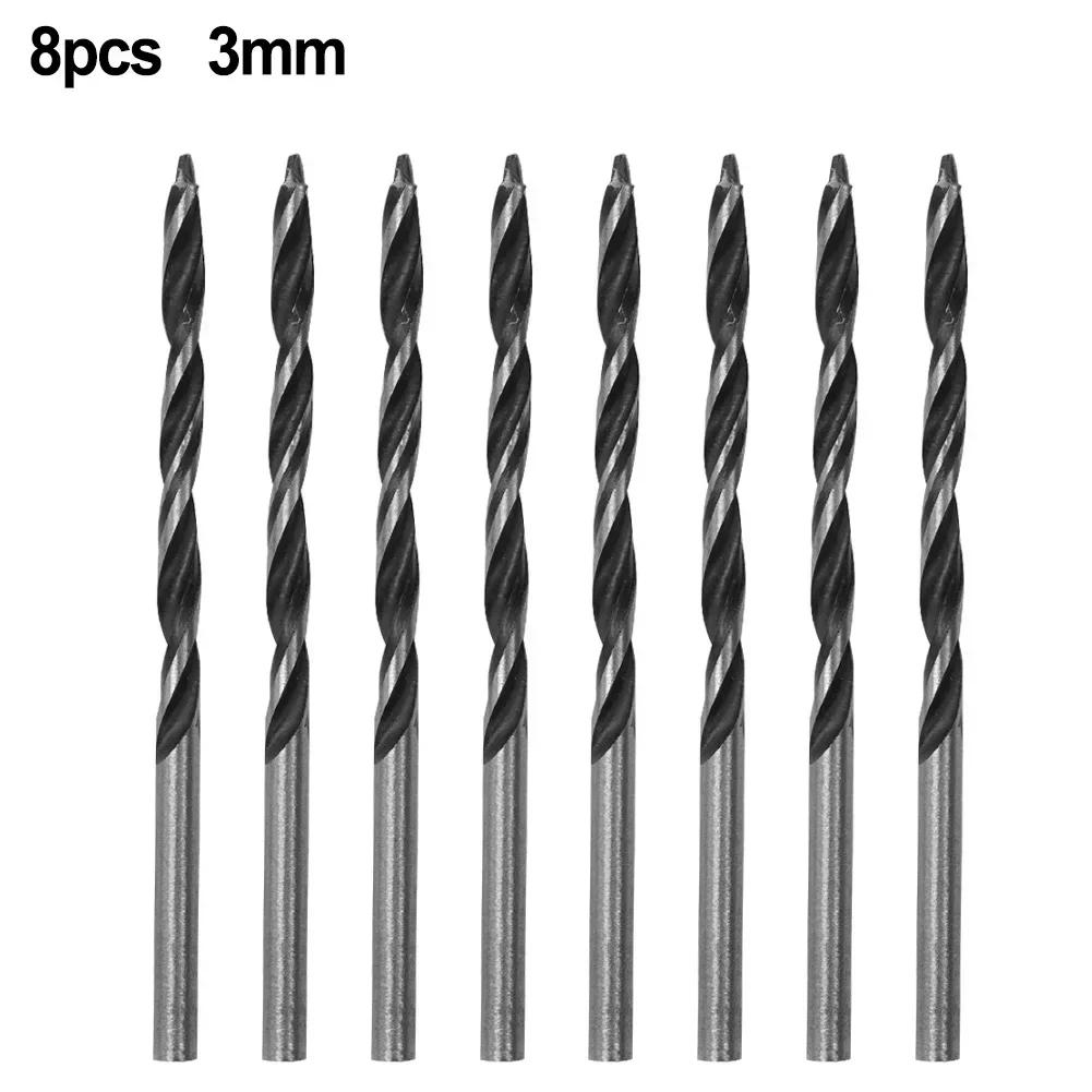 Jeu de 8 forets à bois de 3 mm pour le travail du bois, foret spiralé en acier à haute teneur en car
