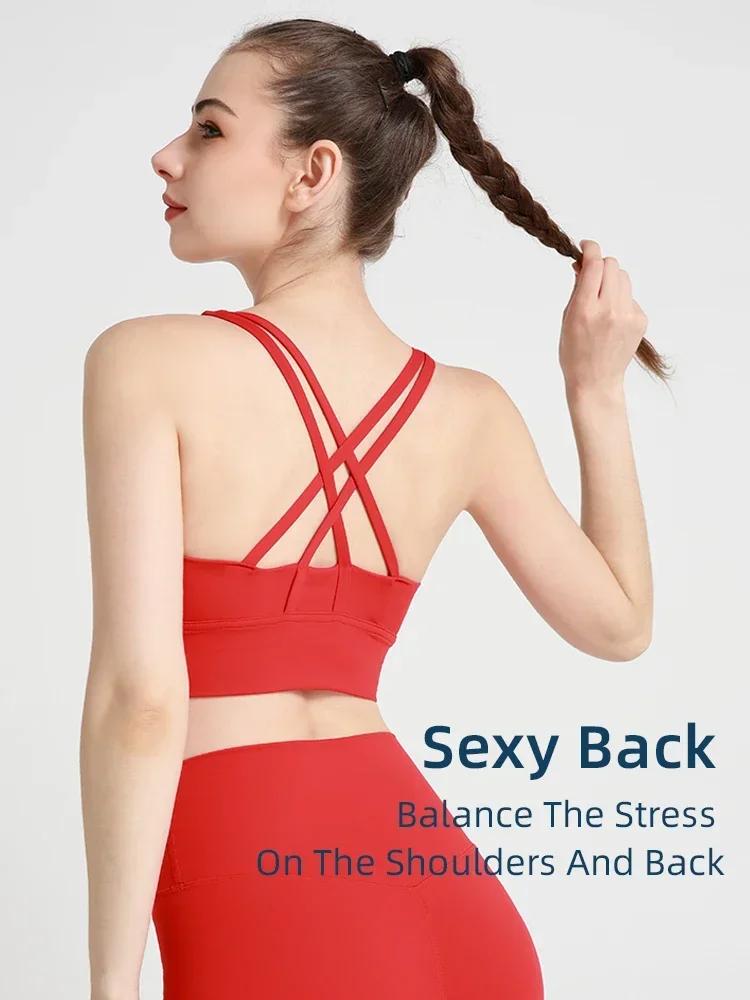 Soutien-gorge de sport Sexy pour femmes, gilet de Fitness, haut de sport, dos croisé, Yoga, course à