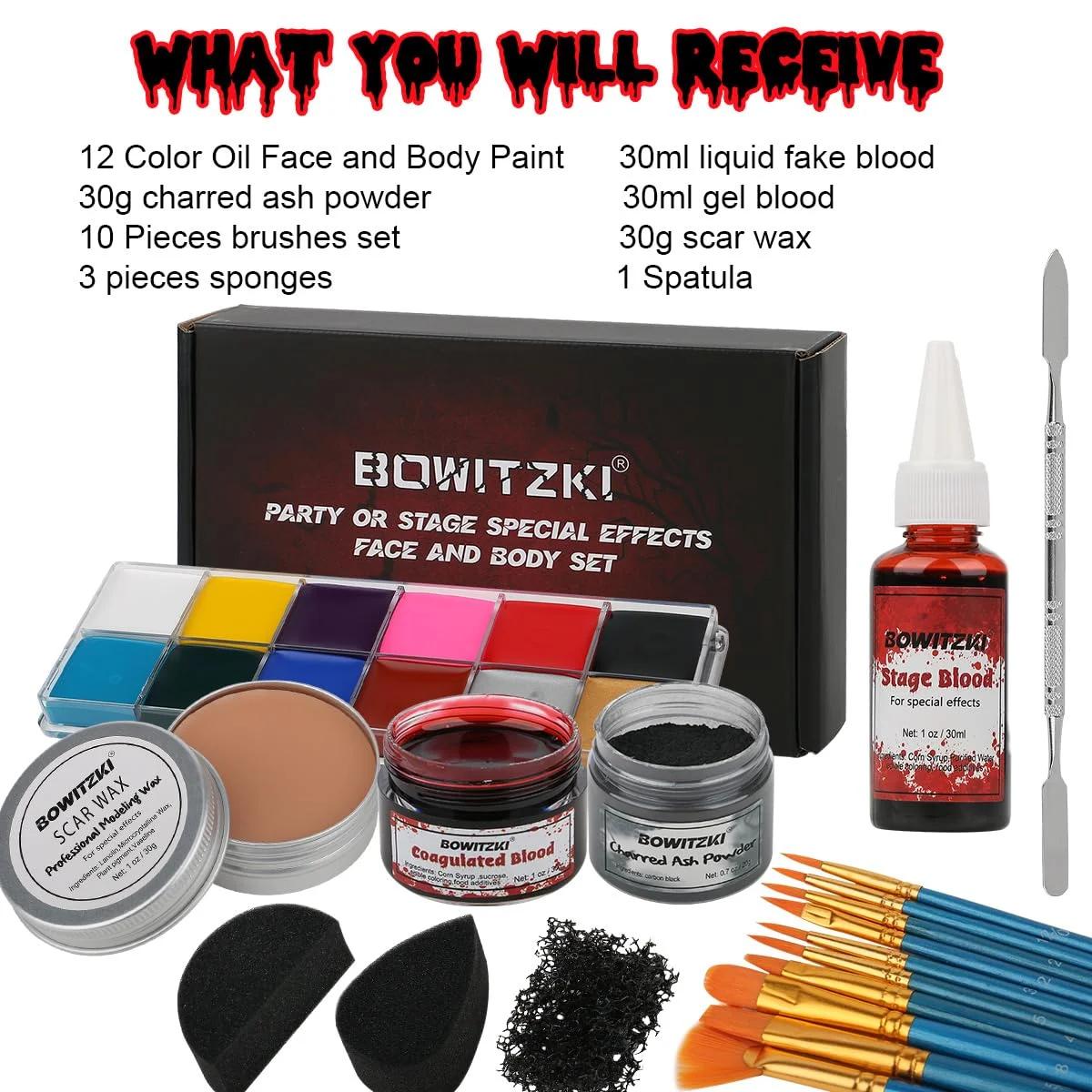 Bowitzki SFX – peinture pour le visage et le corps, effets spéciaux de maquillage d'halloween, fauss
