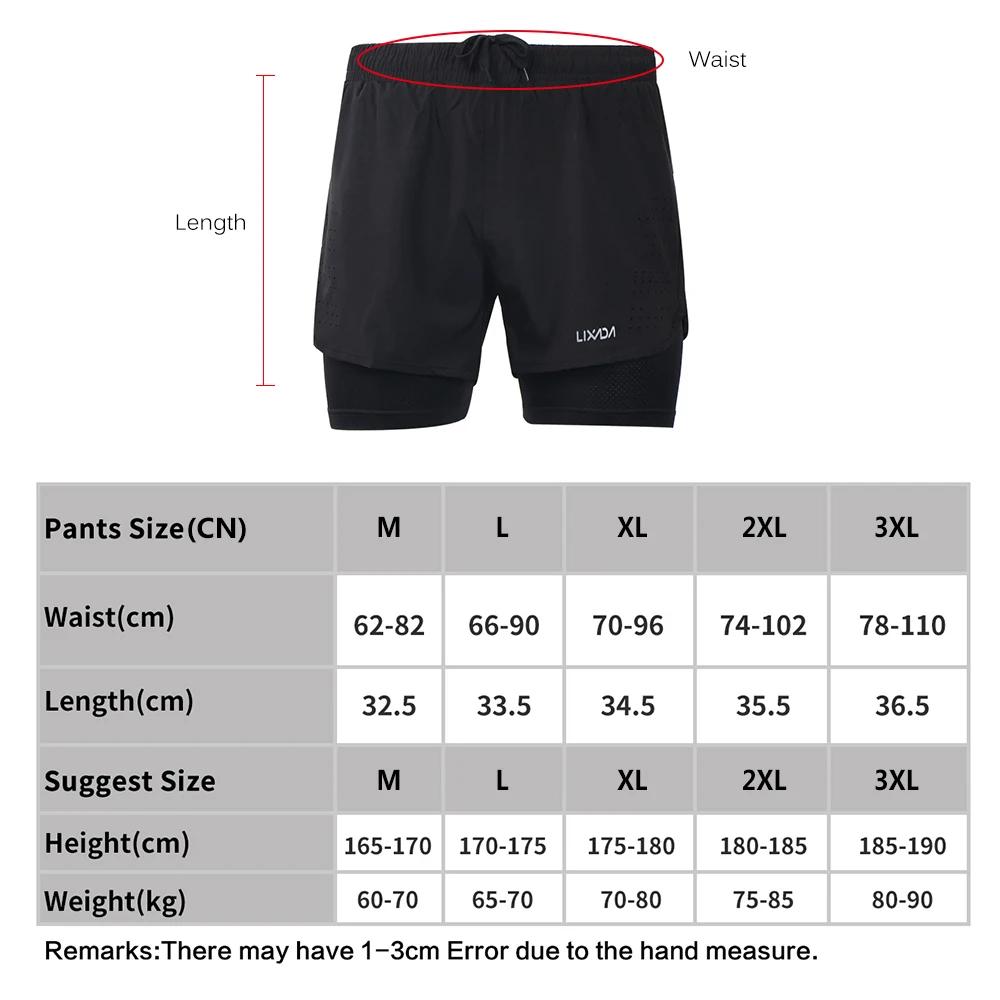 Lixada short de course 2 en 1 pour homme séchage rapide respirant entraînement actif exercice joggin