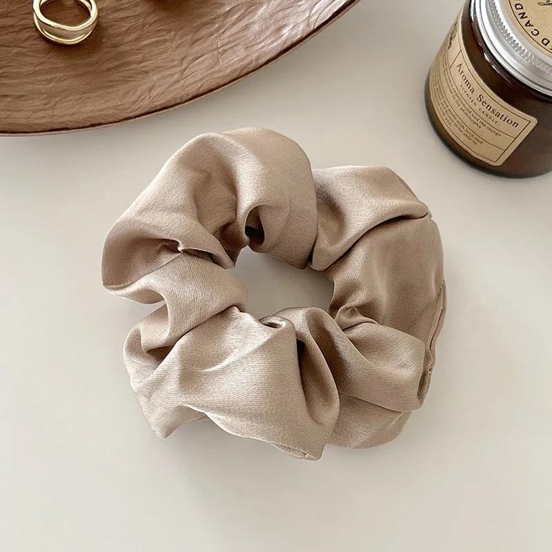 Chouchous en Satin de soie Vintage, 1 pièce, bandes élastiques pour cheveux, couleur unie, couvre-ch