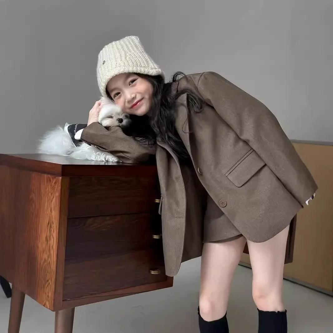 Ensemble jupe de costume pour enfants et filles, veste ample et short, à la mode, vêtements pour enf