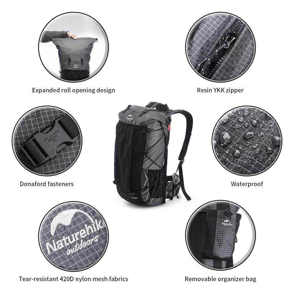 Sac à dos 40L Naturehike pour randonnée et trekking - Housse incluse homme voyage