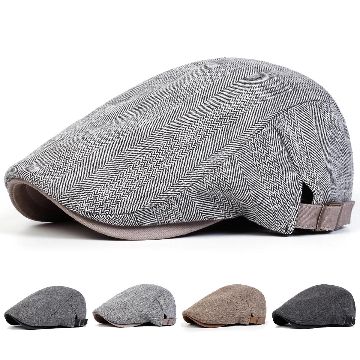 Casquettes de journal rétro à grille à chevrons pour hommes, chapeaux de peintre britannique, casque