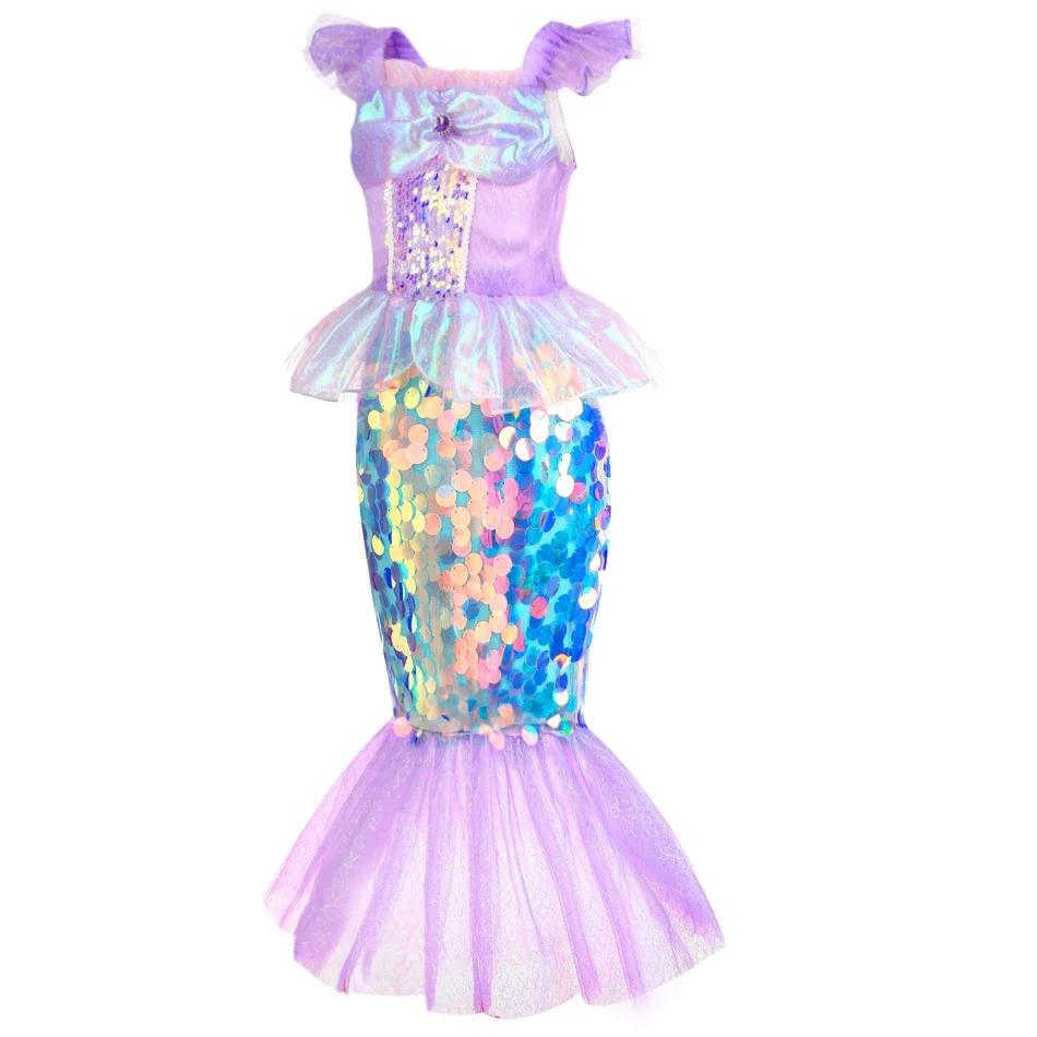 Robe sirène pour filles, breloque princesse Cosplay, Costume scintillant à paillettes pour enfants,