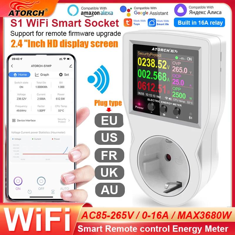 AC 220V Tuya Smart Life WiFi prise numérique fréquence de puissance compteur d'énergie contrôleur de