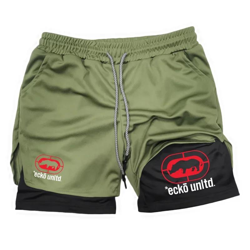 Shorts de course pour hommes 2 en 1 Shorts de sport à double couche Vêtements de sport Gym Fitness S