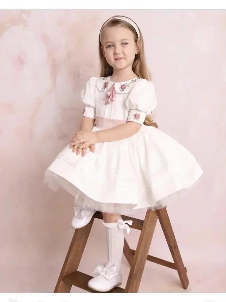 Robe d'été blanche brodée à la main pour bébé fille de 0 à 12 ans, pour anniversaire, mariage, baptê