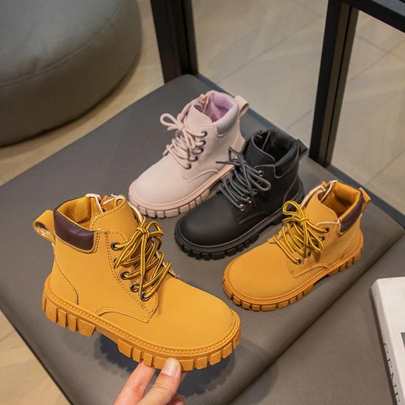 Mode garçon fille bottes courtes antidérapantes Style britannique bottes enfants côté fermeture écla
