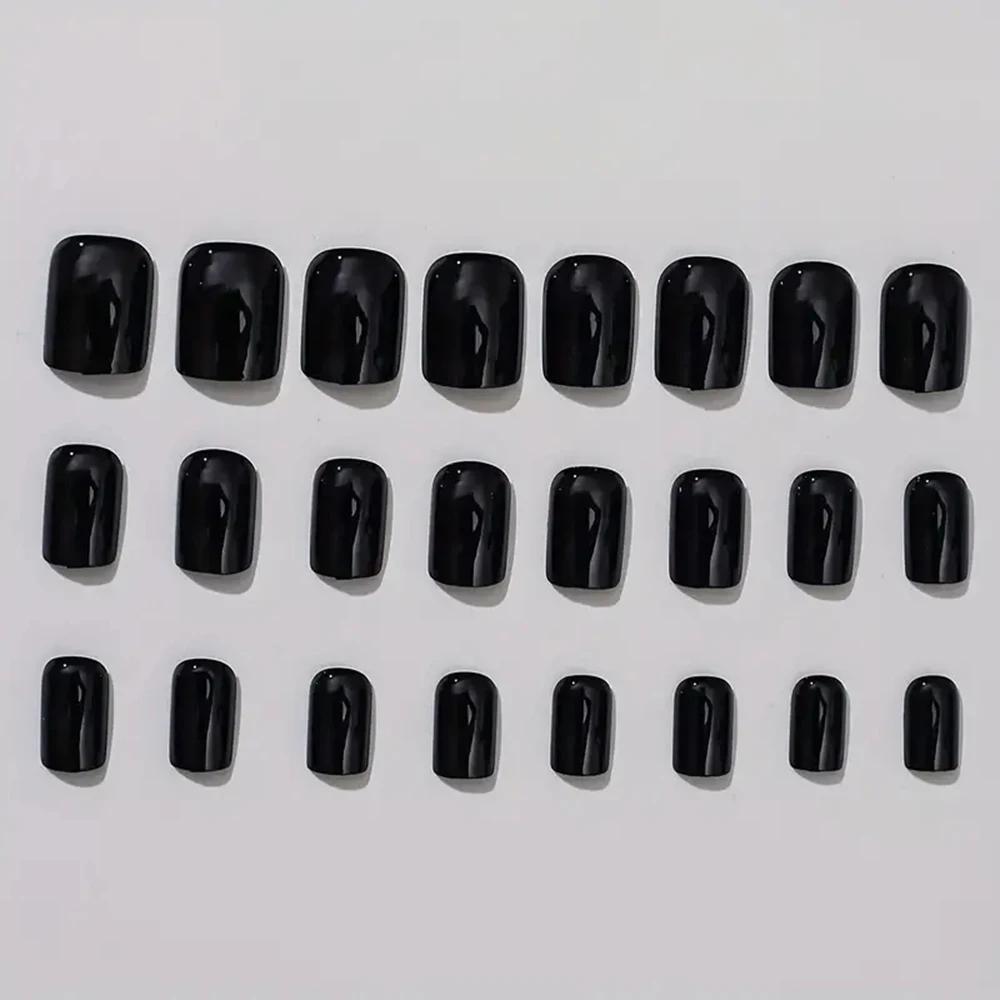 ARTAUG 24 pièces presse moyenne sur les ongles carré noir haute Saturation ongles breloques presse s