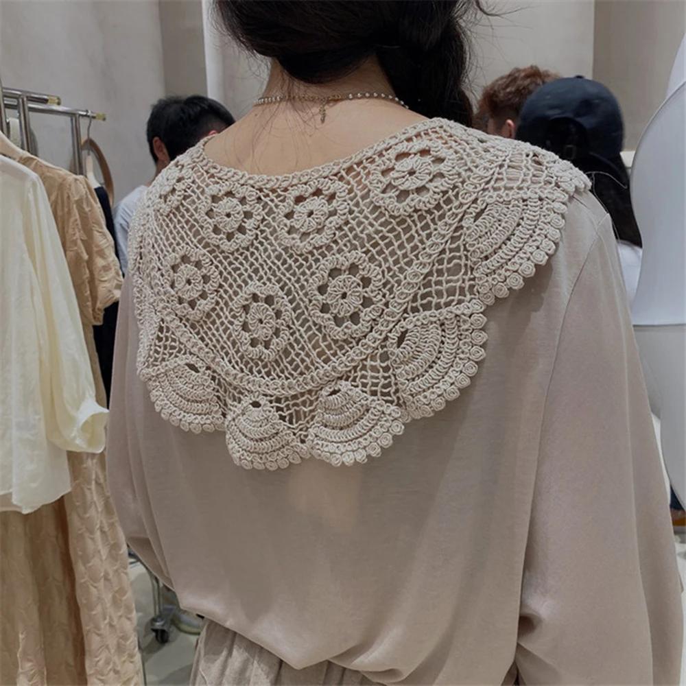 Faux col en dentelle tricoté au Crochet pour femmes, petit châle décoratif, faux col, accessoires de