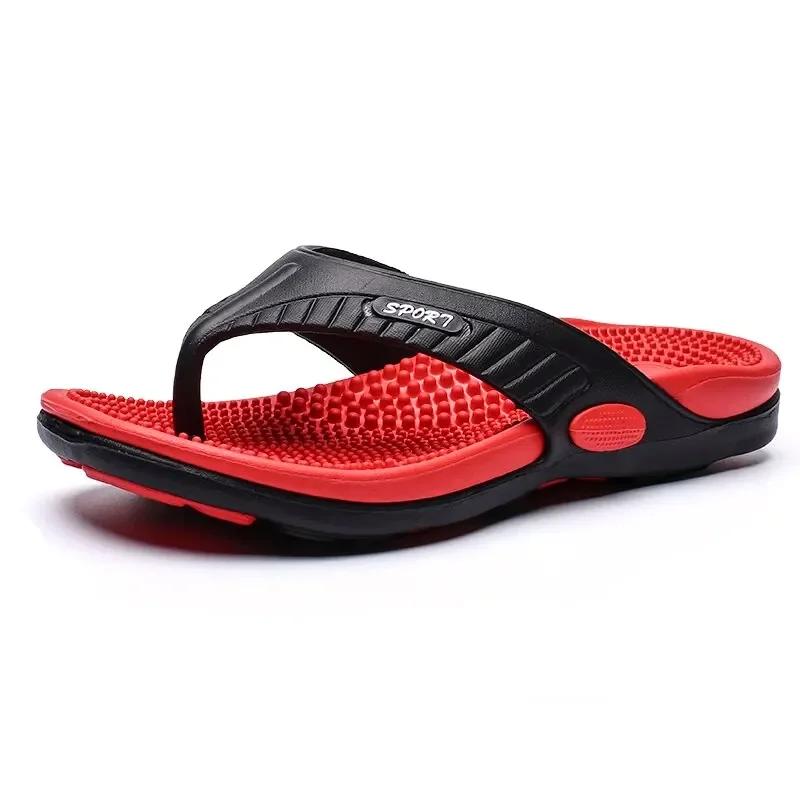 Pantoufles d'été hommes tongs sandales de plage antidérapantes avec massage intérieur - Chaussures plates