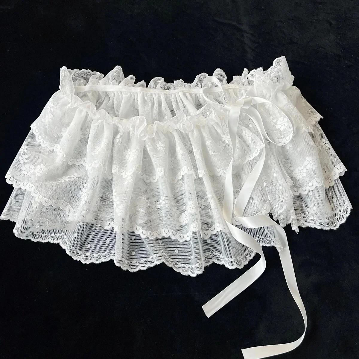 Coréen Ins blogueur Unique dentelle couches gaze jupes dentelle garniture a-ligne courte tissu Mini
