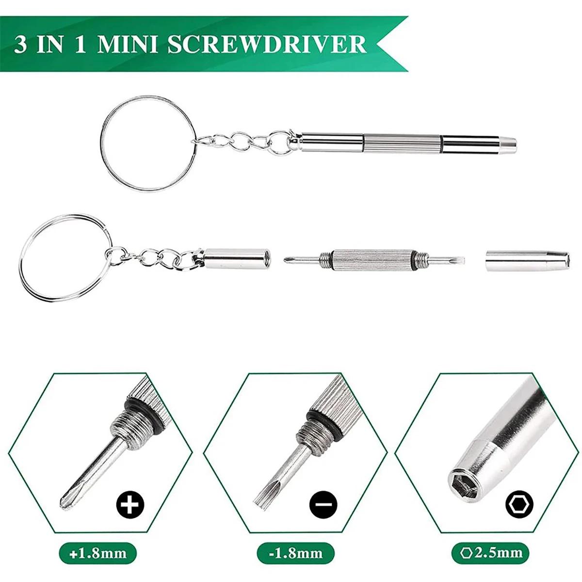 Mini tournevis 3 en 1, lunettes optiques, lunettes portables, Kit de réparation de montre, outil man