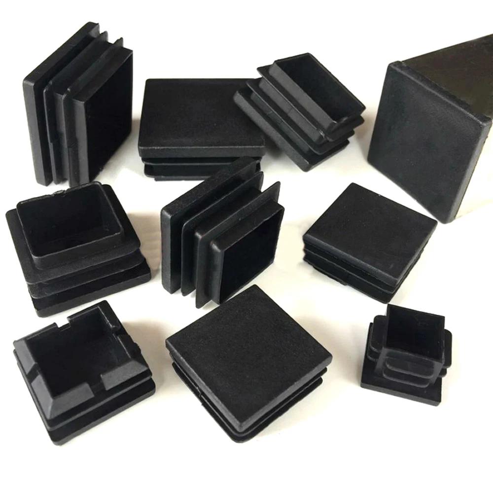 Embouts d'obturation carrés en plastique noir pour meubles, tube de jambe, inserts de tuyaux, boucho
