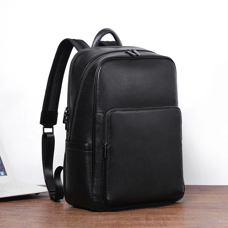 100% vache en cuir véritable hommes sacs à dos mode véritable cuir naturel étudiant sac à dos garçon