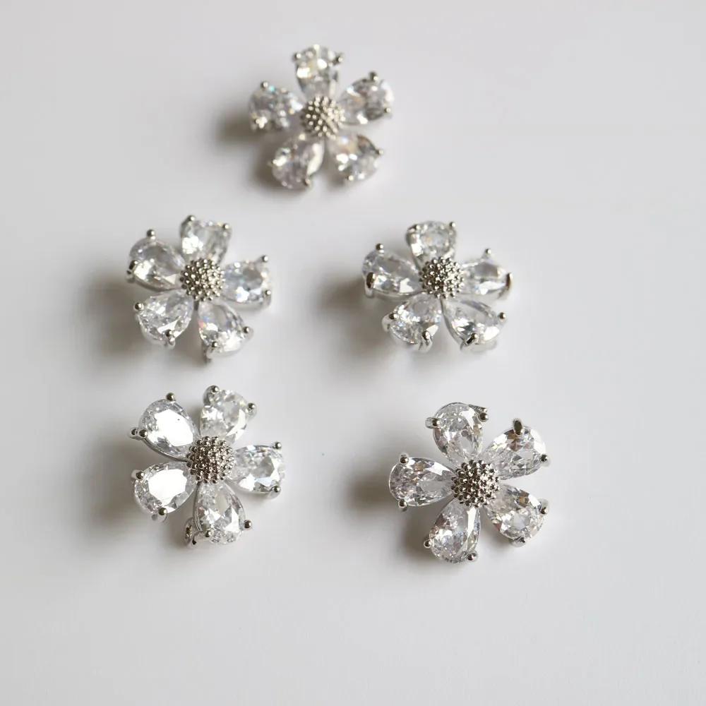 Boutons en cristal de luxe, 5 pièces/lot, bouton en zircone cubique pour manteau, couture décorative