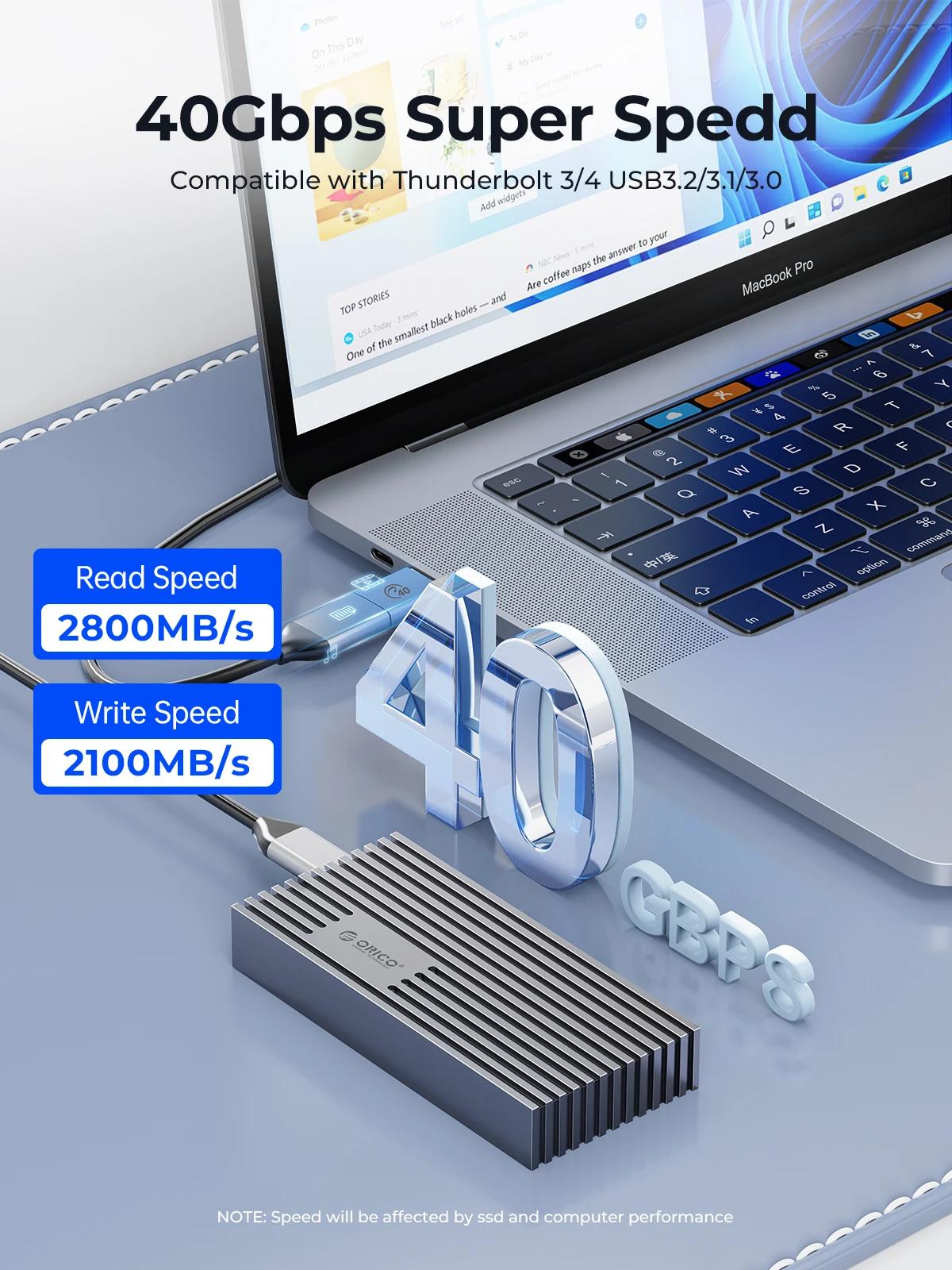 ORICO-Boîtier externe SSD NVMe M.2, USB 4, 40Gbps, PCIe 3.0x4, 20Gbps, 10Gbps, compatible avec Thund
