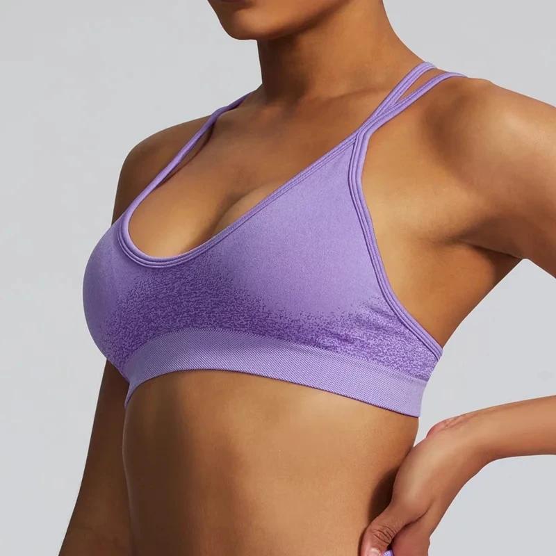 Soutien-gorge de sport Ignite femme rembourré dos croisé - Haut court sans couture yoga fitness gym course