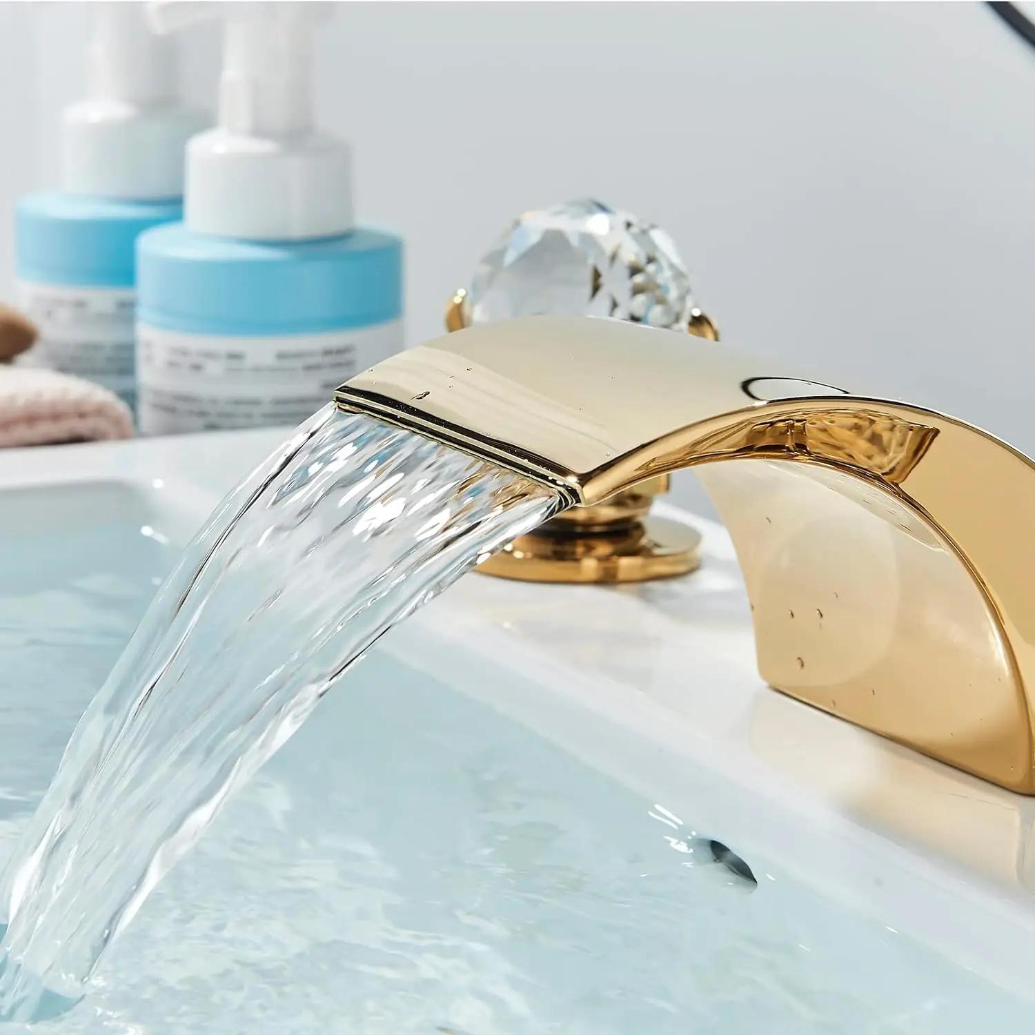 Cascade Or Poli Lavabo F/05 ET Bassin Centre Commercial Robinet 2 lèvent Clip 3 Trous