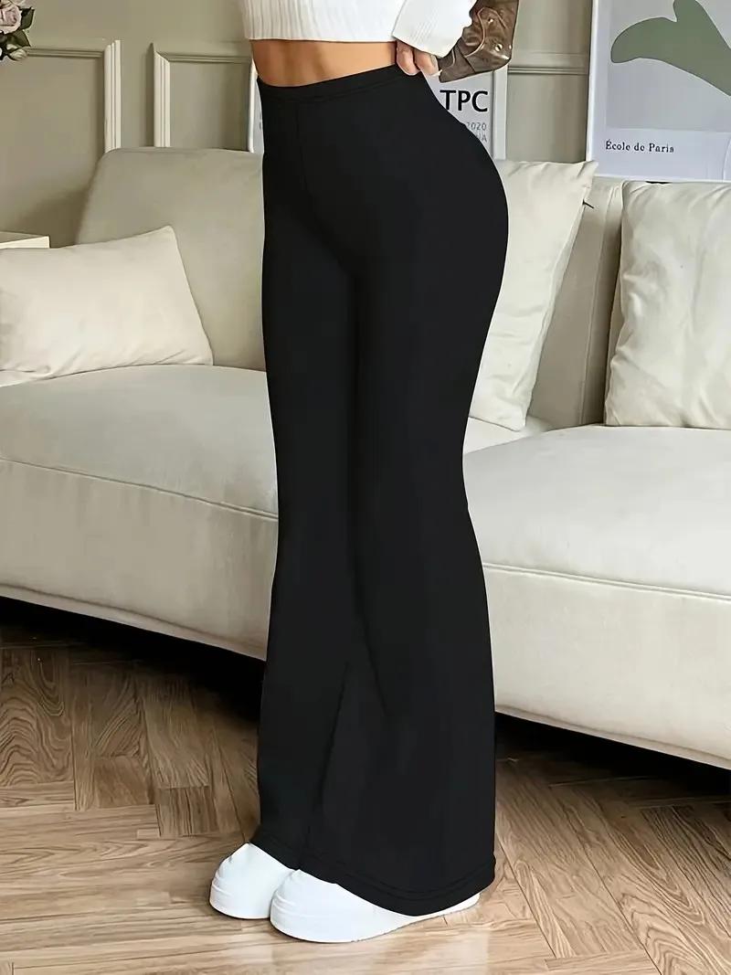 Pantalons de yoga évasés taille haute pour femmes, leggings noirs sexy, pantalons décontractés, bas