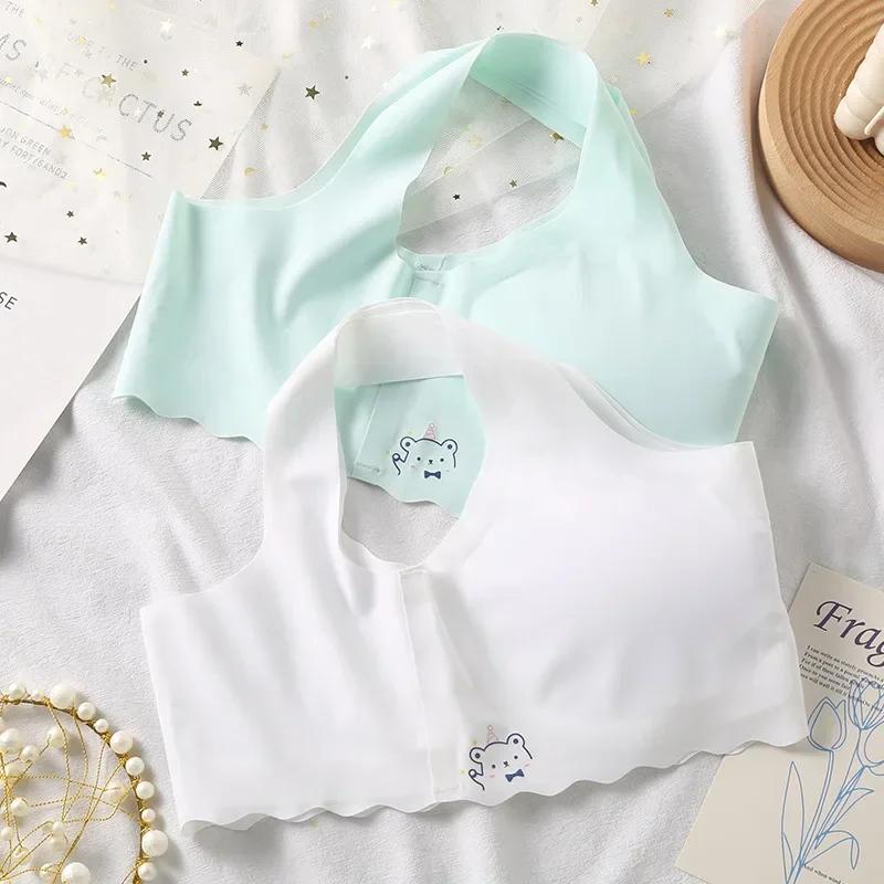 Sous-vêtements tubulaires sans couture pour enfants, gilet blanc/rose, période de développement pour