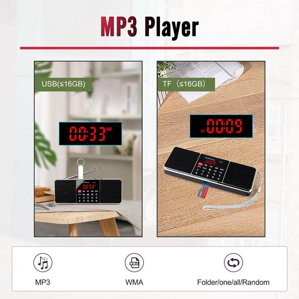 Numérique Portable Radio AM FM Bluetooth Haut-Parleur Stéréo Lecteur MP3 TF Carte SD Lecteur USB Mai