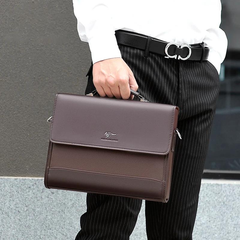 Porte-documents en cuir PU pour hommes, sac à main de styliste, mode Business, messager à bandoulièr
