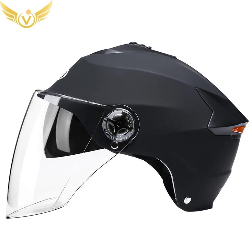 Casques de moto avec lumières Led, casque de cyclomoteur pour hommes et femmes, avec Double visière