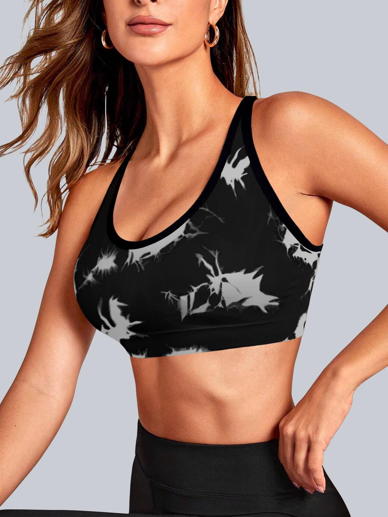 Soutien-gorge sans couture Tie-Dye avec bretelles réglables, bonnet une pièce, confortable et doux,