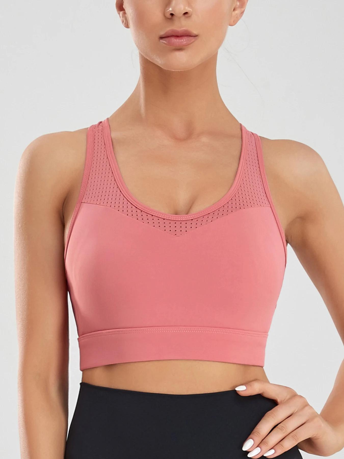 Soutien-gorge sport sans fil femmes course respirant résistant chocs yoga haute résistance