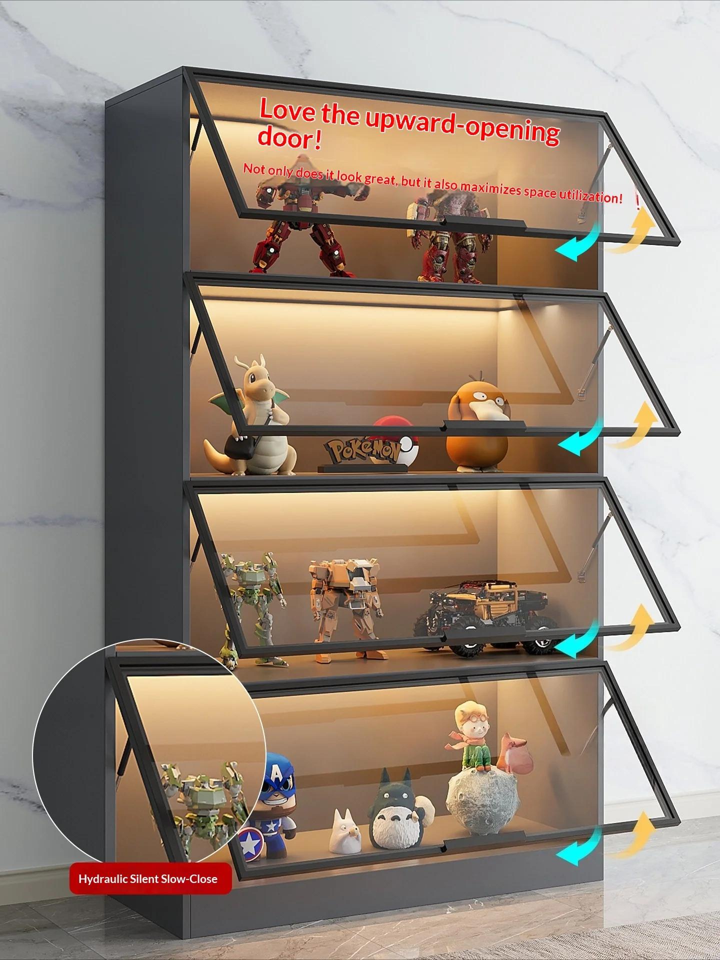 Vitrine personnalisable pour figurines avec porte en verre trempé, éclairage LED, grande capacité, r